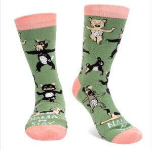 Women Dog Socks New One Size Crew Yoga yogi cotton blend puppy novelty print
